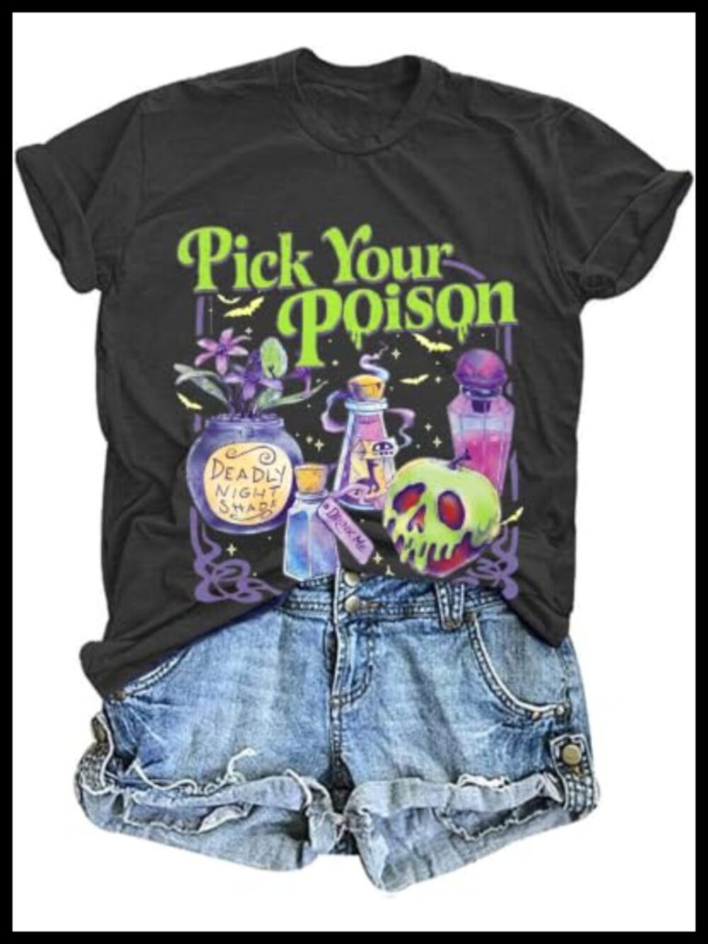 Halloween Witch Graphic Tee Short Sleeve Crewneck Women's Casual T-Shirt